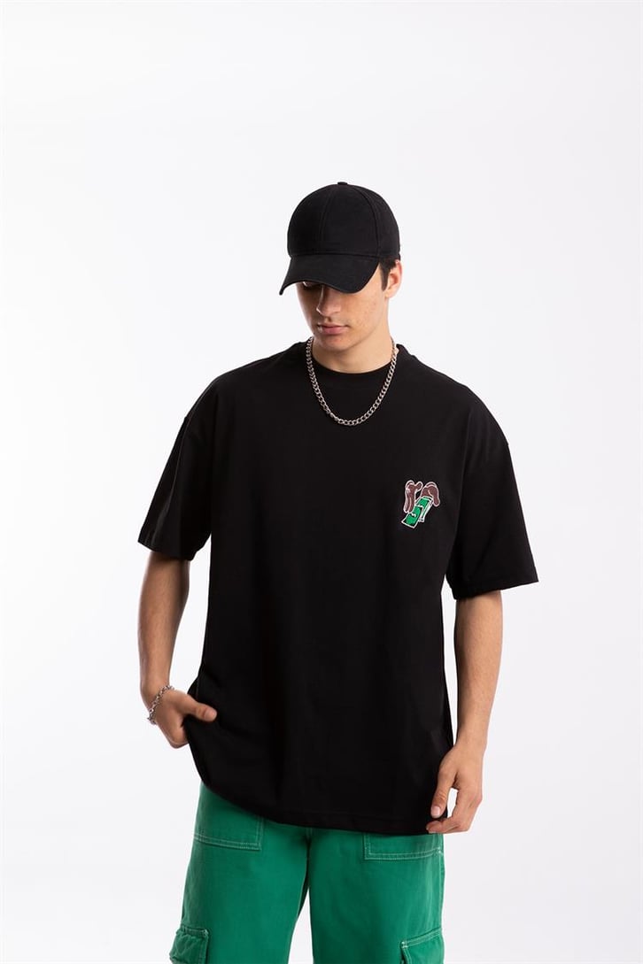 Dollars Nakışlı Oversize Tişört