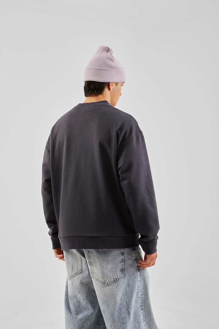 Dontneed Reason Baskılı Antrasit Oversize Sweathirt