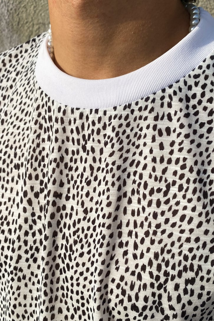 Dot Pattern Beyaz Oversize Tshirt