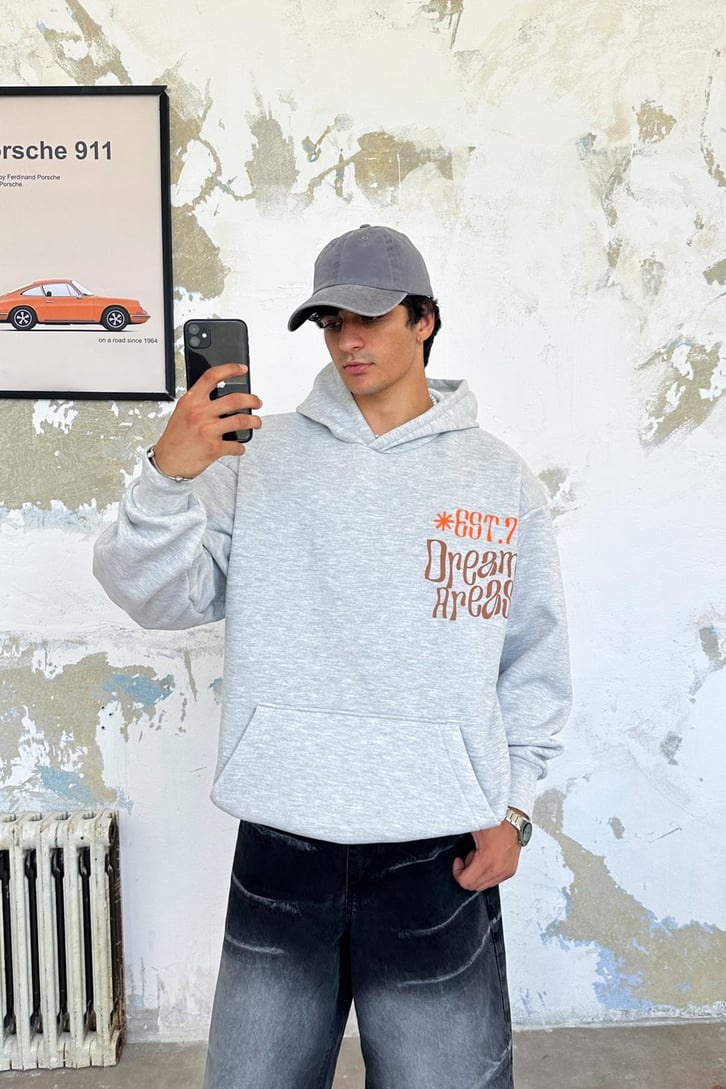 Dream Areas Baskılı Oversize Hoodie