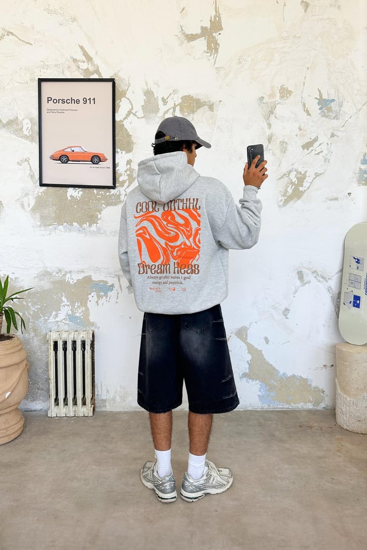 Dream Areas Baskılı Oversize Hoodie