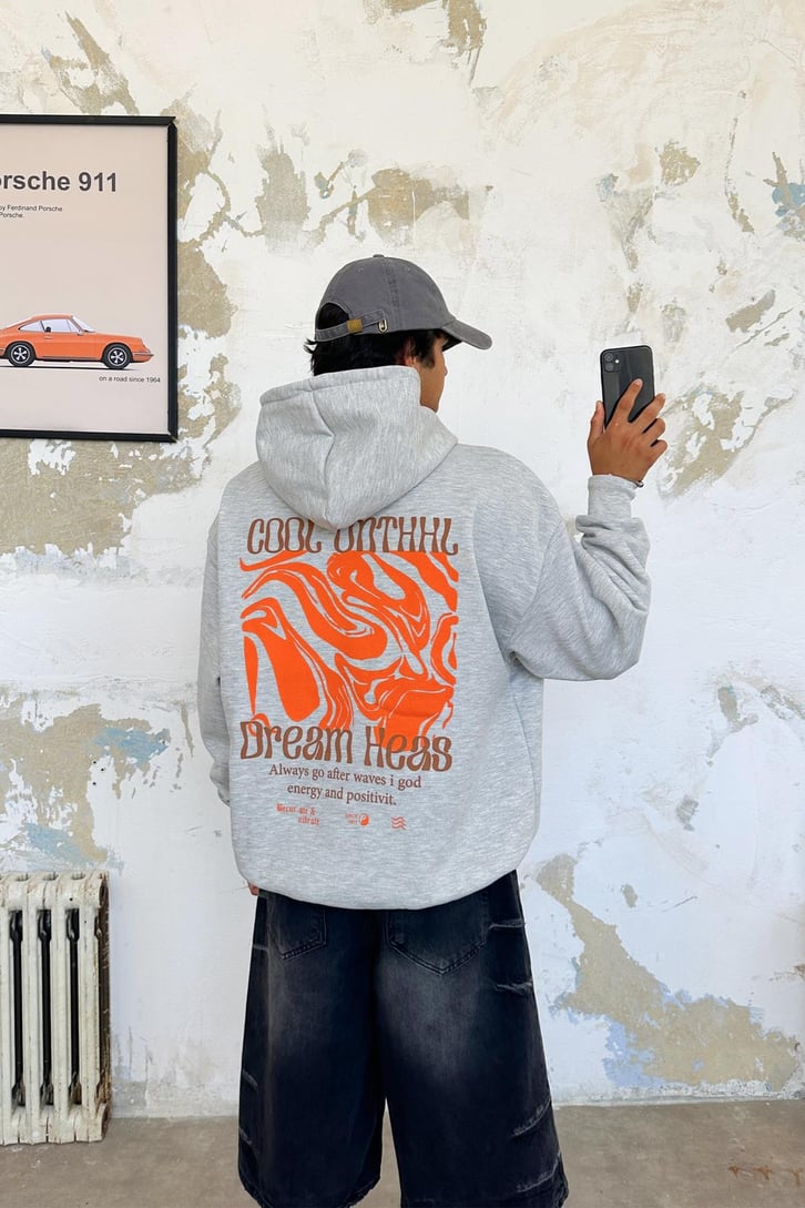 Dream Areas Baskılı Oversize Hoodie
