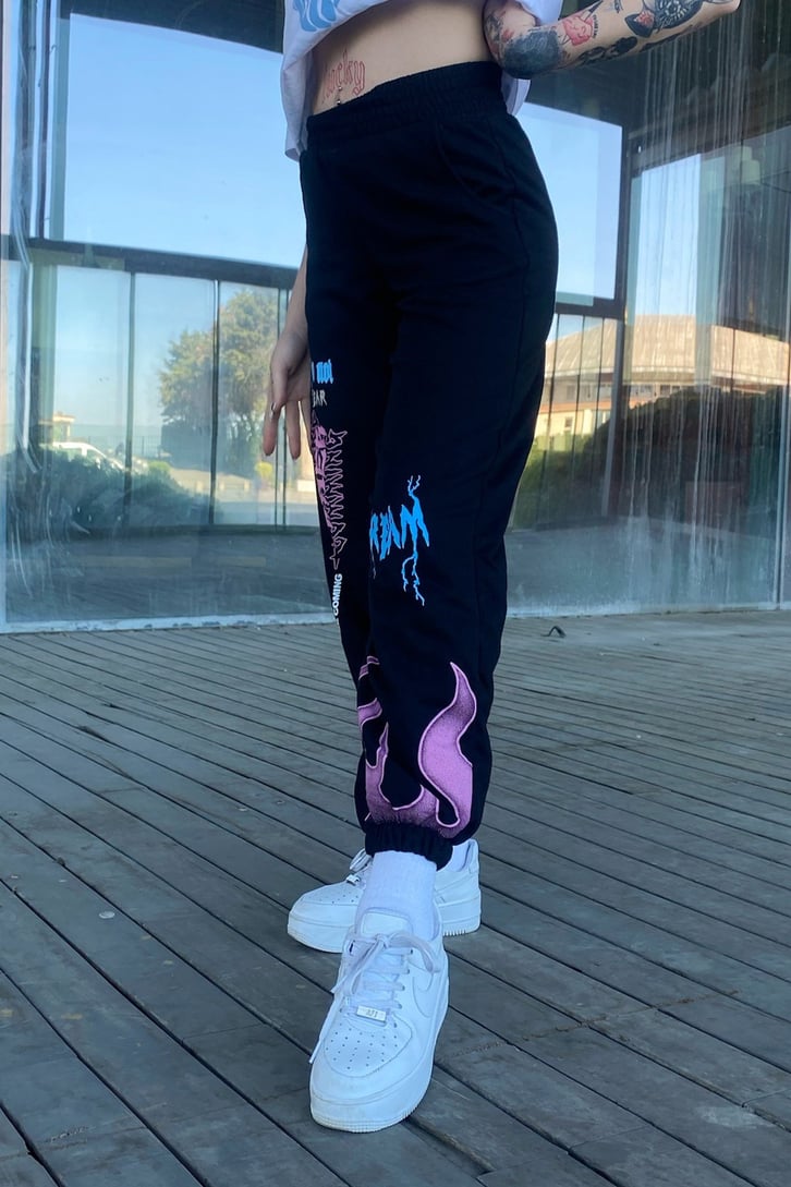 Dream Baskılı Siyah Sweatpant