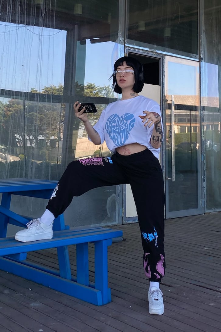 Dream Baskılı Siyah Sweatpant