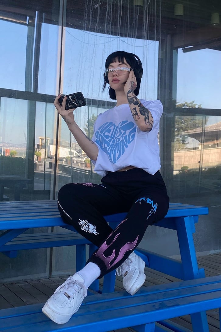 Dream Baskılı Siyah Sweatpant