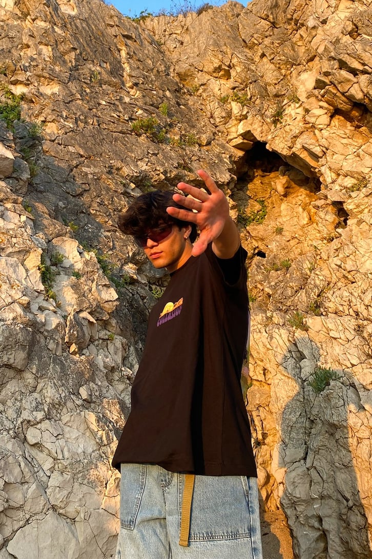 Dream Eye Sırt Baskılı Siyah Oversize Tshirt