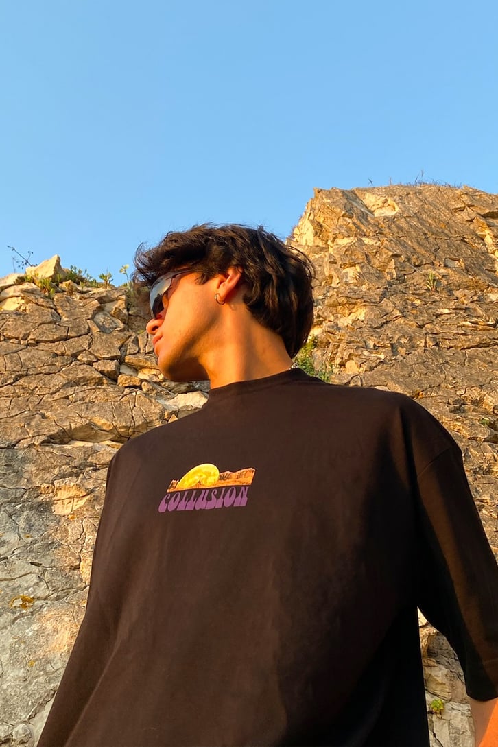 Dream Eye Sırt Baskılı Siyah Oversize Tshirt