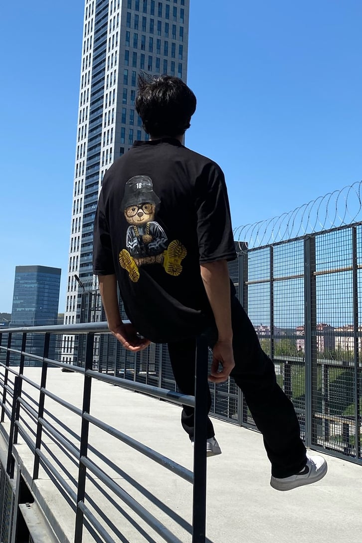 Drifter Teddy Baskılı Beyaz Oversize Tshirt