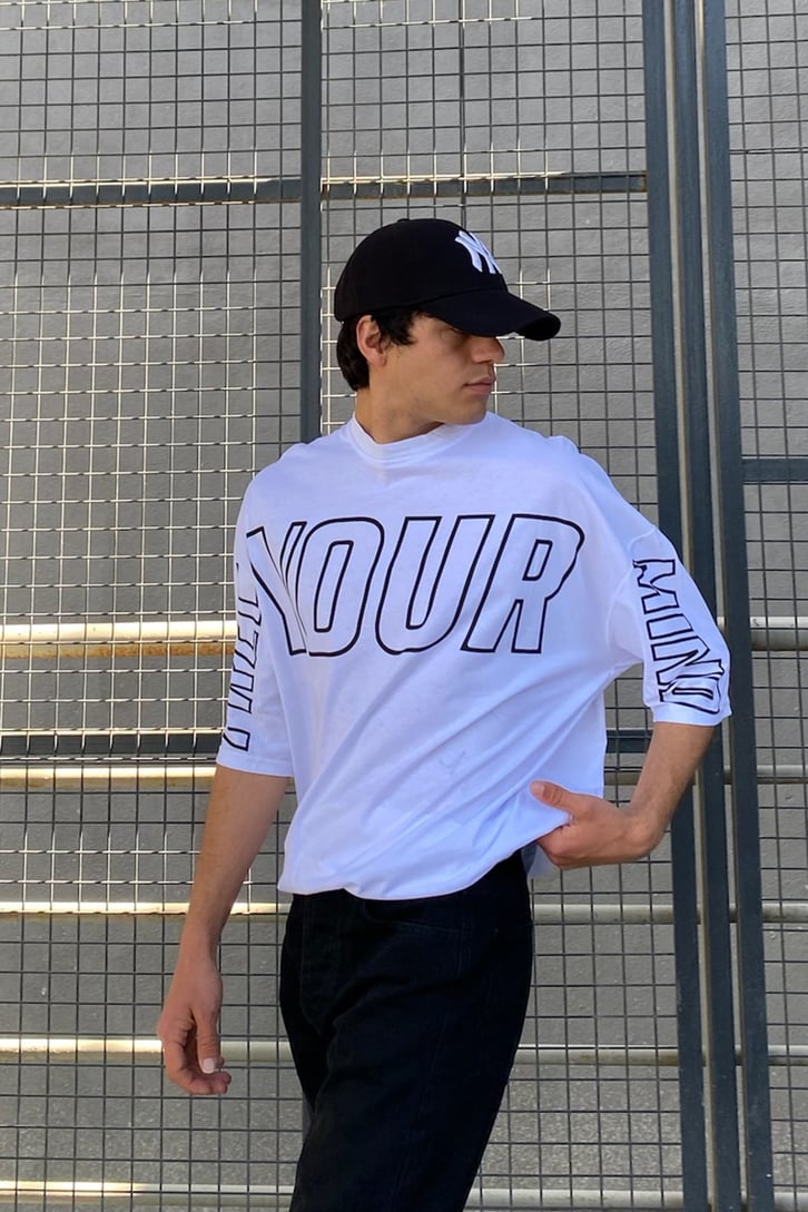 Drifter Teddy Baskılı Beyaz Oversize Tshirt