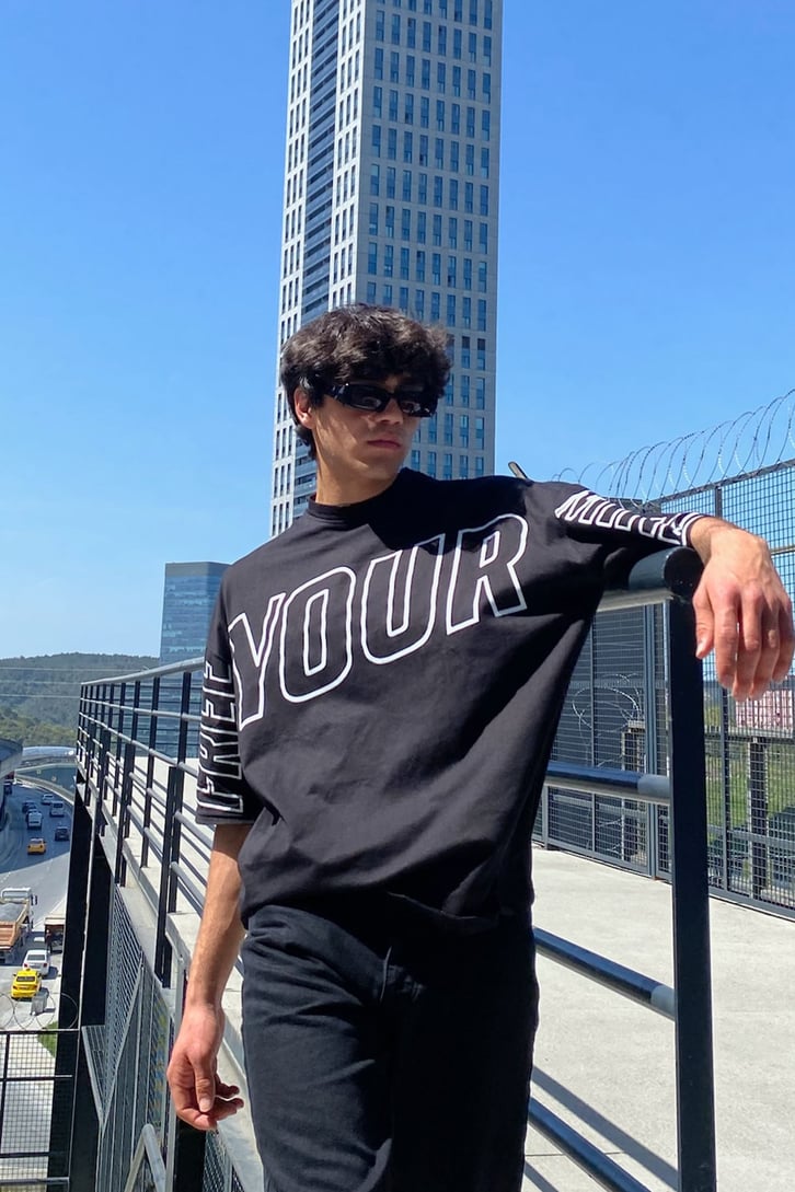 Drifter Teddy Baskılı Beyaz Oversize Tshirt