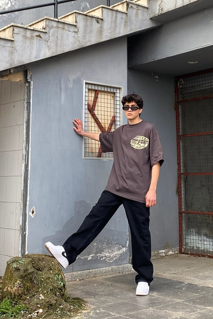 Driver Oversize Printed Anthracite Tshirt
