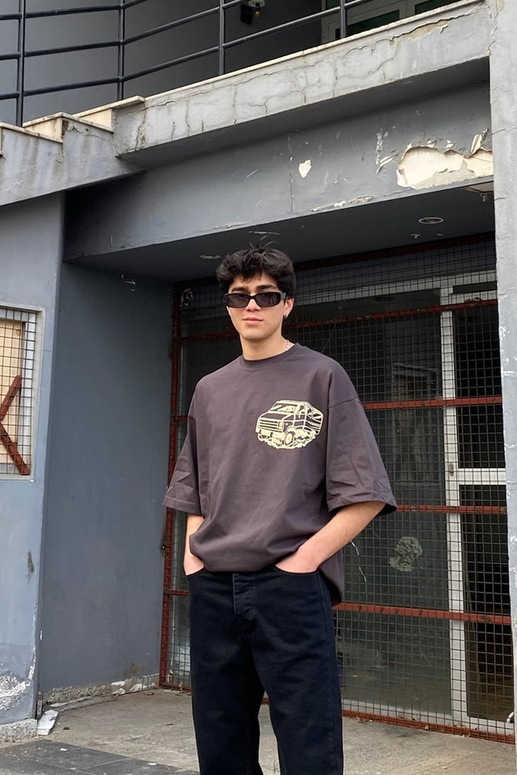 Driver Oversize Printed Anthracite Tshirt