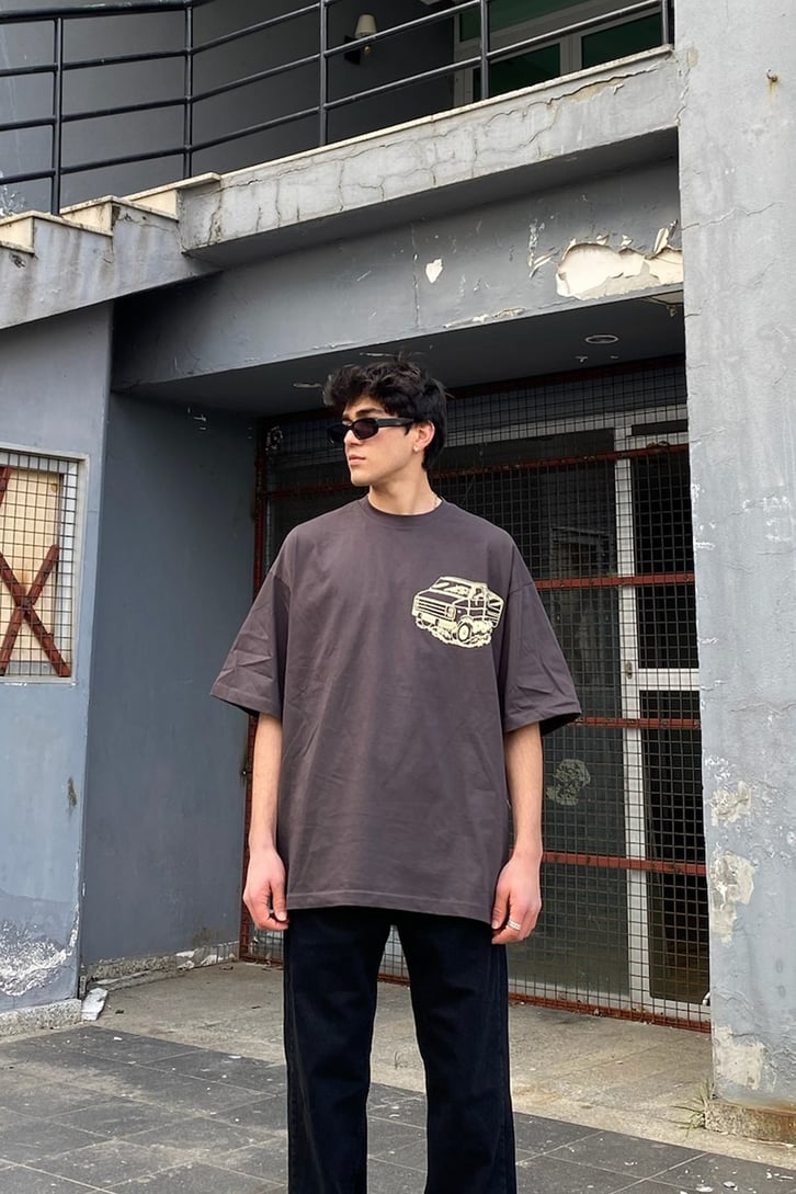 Driver Oversize Printed Anthracite Tshirt