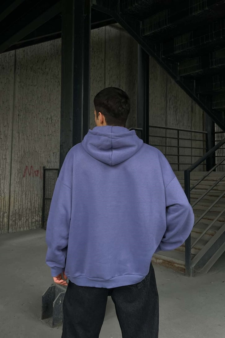 DSGN Nakışlı Lila Oversize Hoodie
