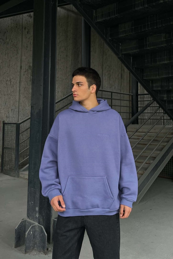 DSGN Nakışlı Lila Oversize Hoodie