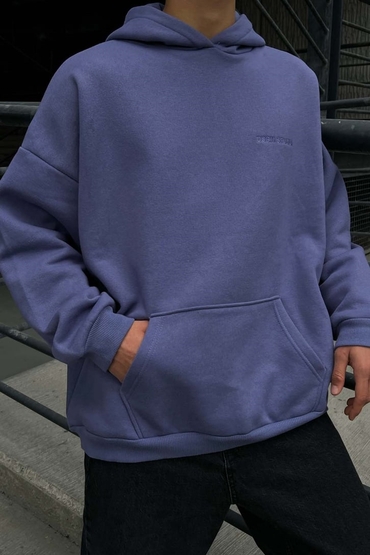 DSGN Nakışlı Lila Oversize Hoodie