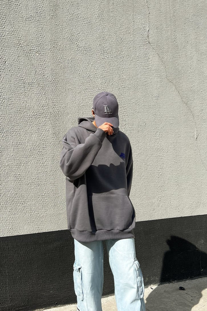Dsgn Studio Baskılı Koyu Gri Oversize Sweatshirt
