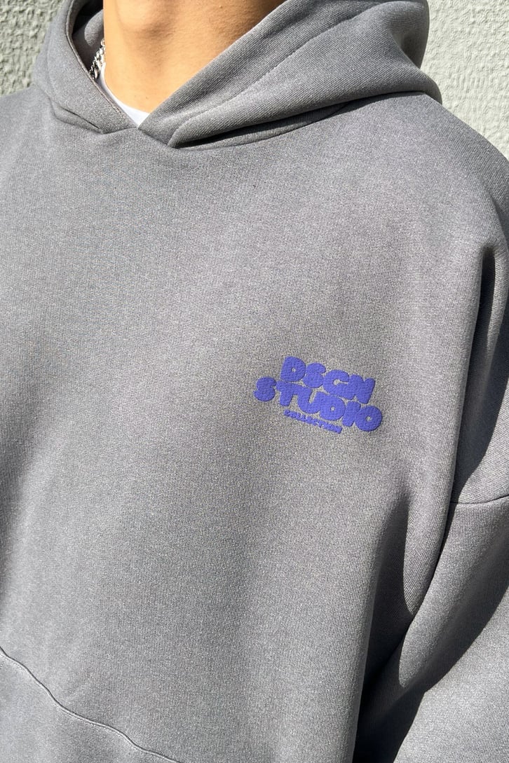 Dsgn Studio Baskılı Koyu Gri Oversize Sweatshirt