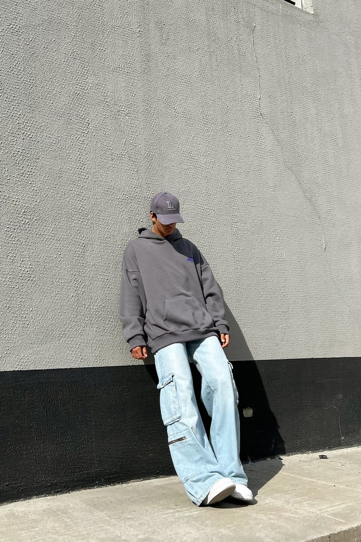Dsgn Studio Baskılı Koyu Gri Oversize Sweatshirt