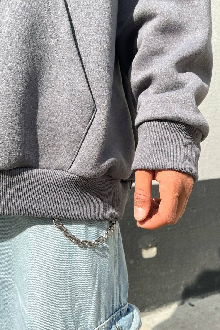 Dsgn Studio Baskılı Koyu Gri Oversize Sweatshirt