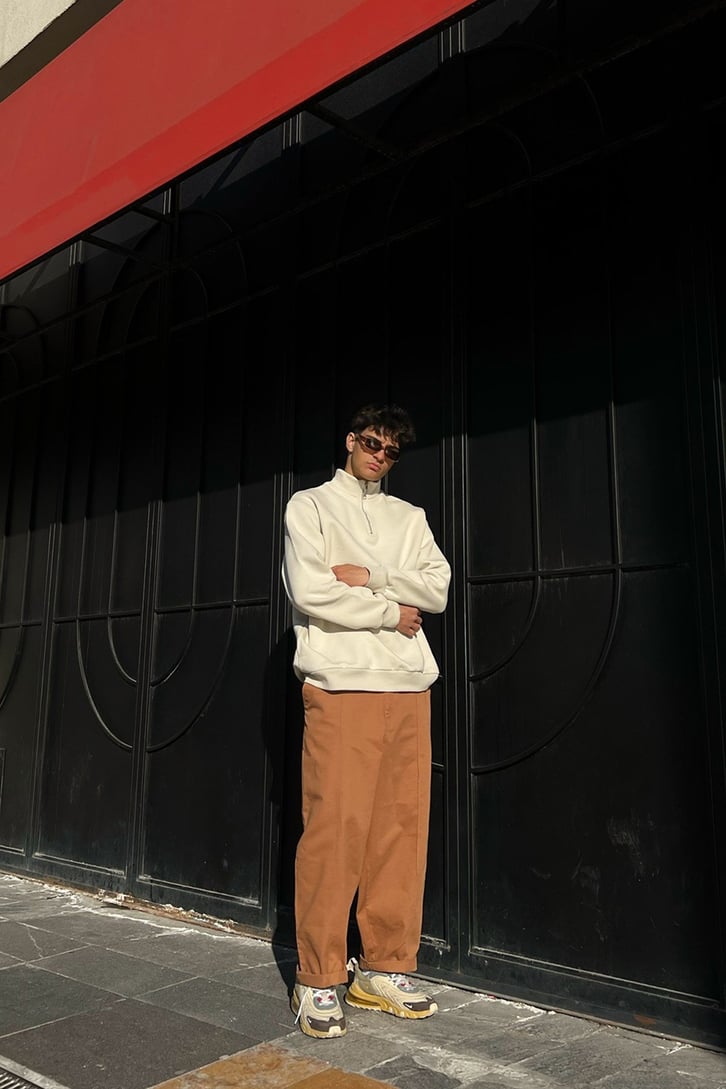 DSGN Studios Nakışlı Half-Zip Sweatshirt