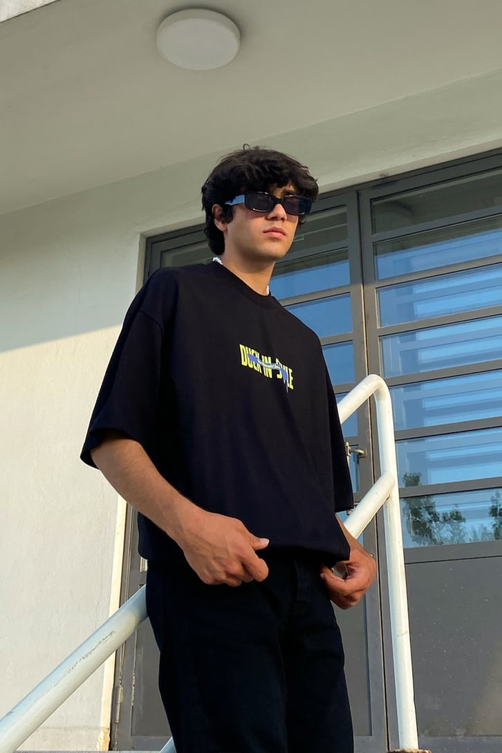Duck Style Baskìlì Siyah Oversize Tshirt