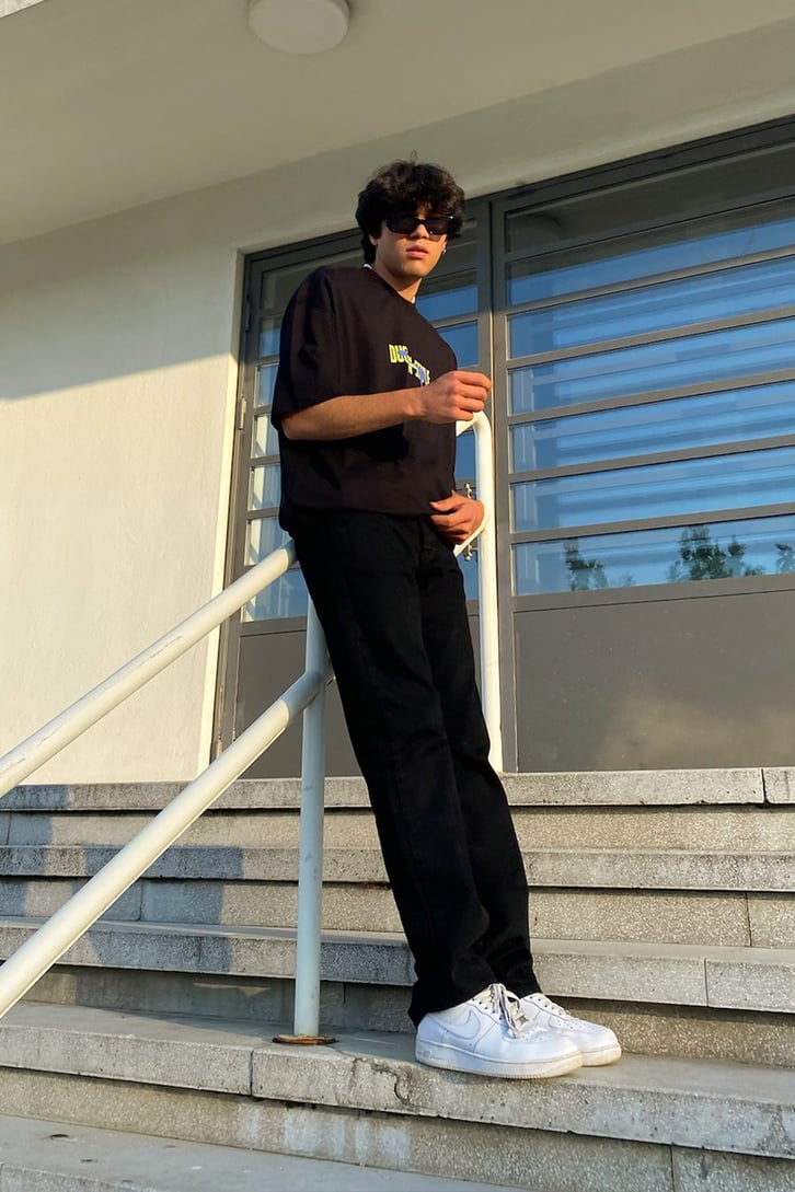 Duck Style Baskìlì Siyah Oversize Tshirt