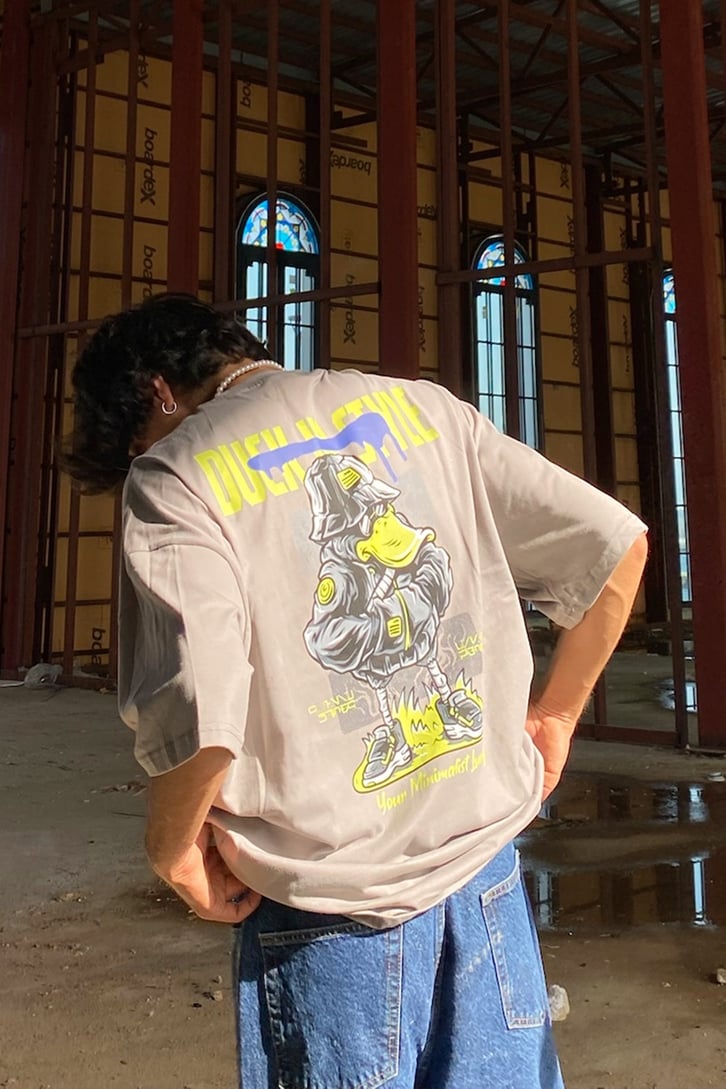 Duck Style Baskılı Oversize Tshirt