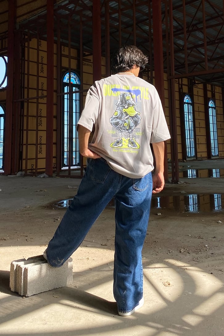 Duck Style Baskılı Oversize Tshirt