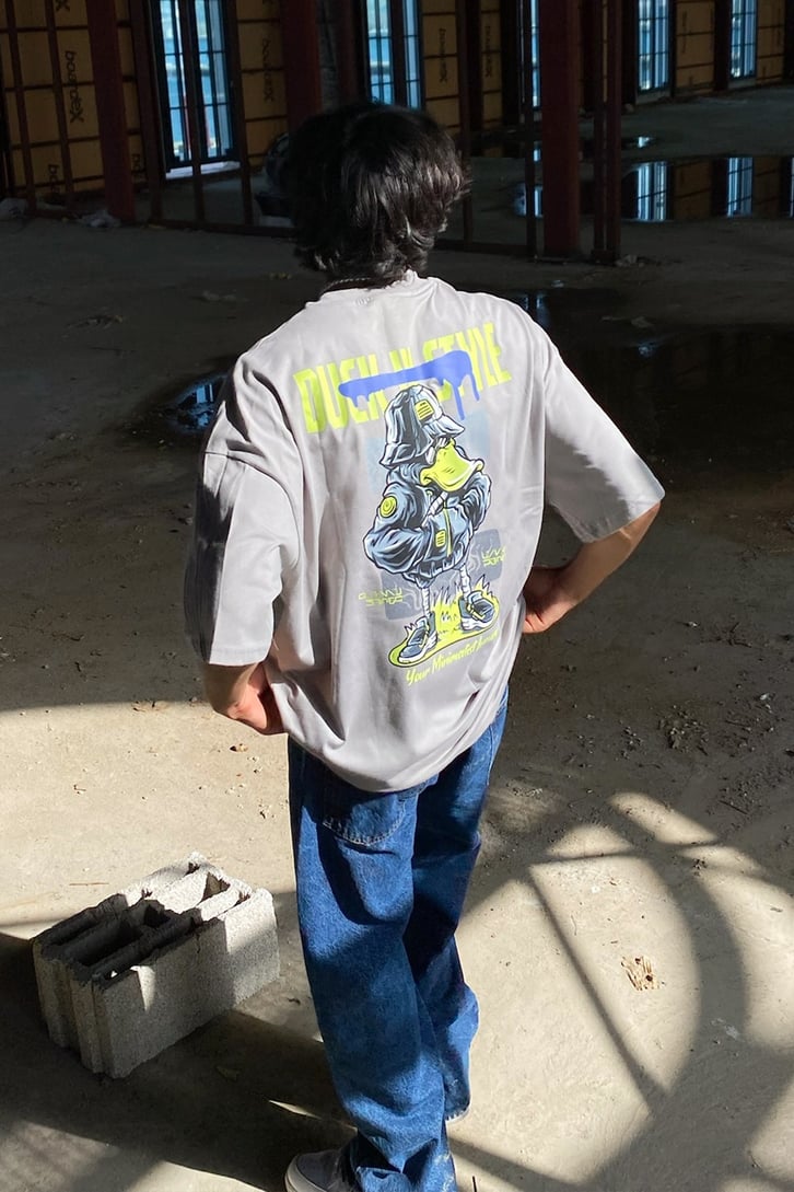 Duck Style Baskılı Oversize Tshirt