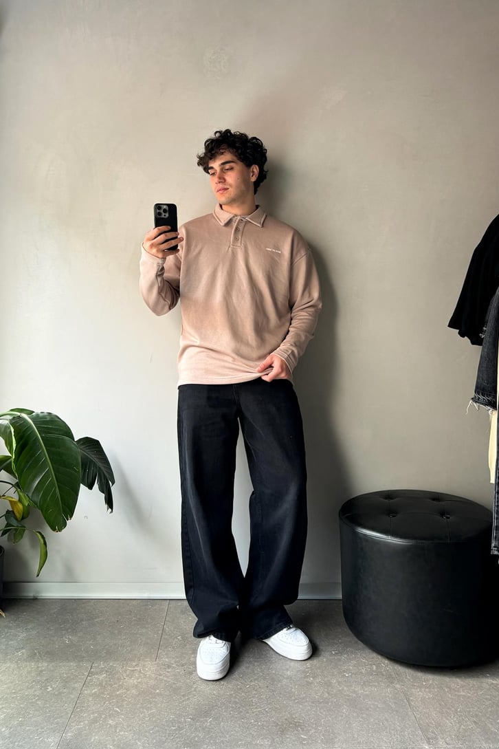 Düğme Detaylı Polo Yaka Sweatshirt
