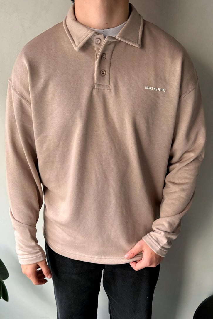 Düğme Detaylı Polo Yaka Sweatshirt
