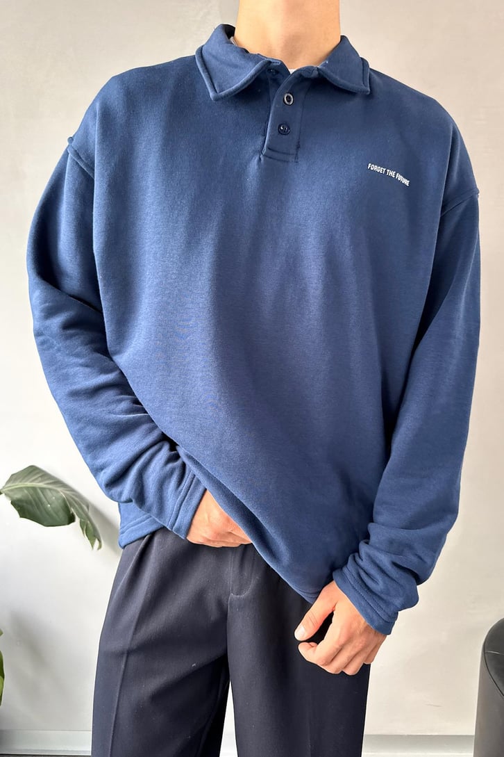 Düğme Detaylı Polo Yaka Sweatshirt