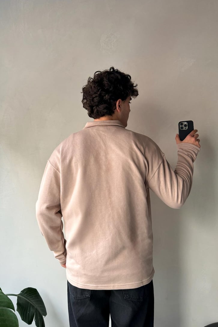 Düğme Detaylı Polo Yaka Sweatshirt
