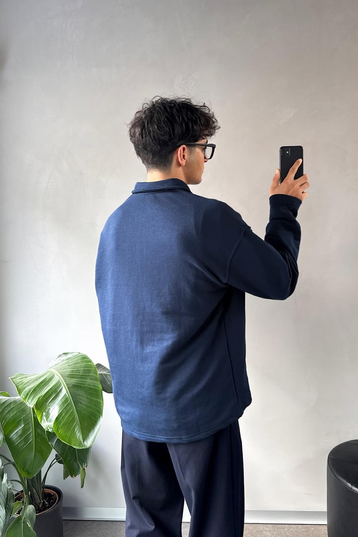 Düğme Detaylı Polo Yaka Sweatshirt