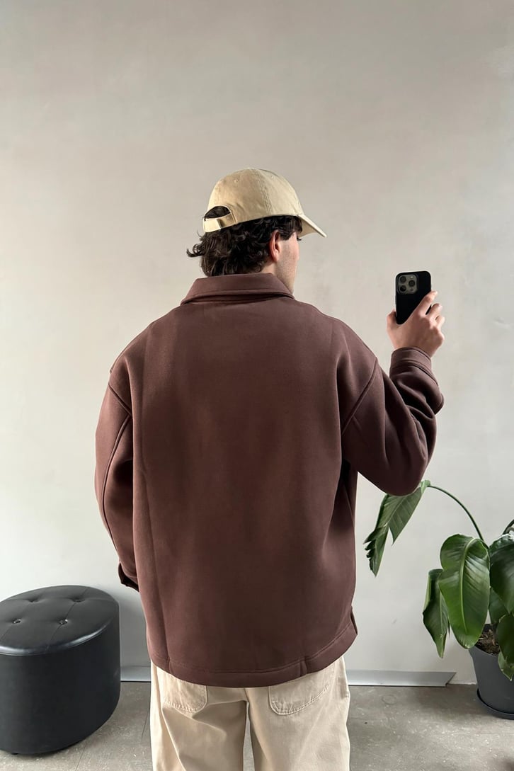 Düğmeli Polo Yaka  Sweatshirt