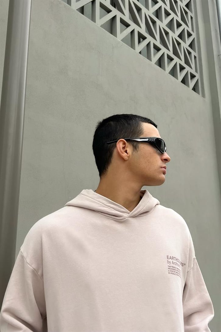 Earth Colors Baskılı İçi Pamuklu Oversize Hoodie