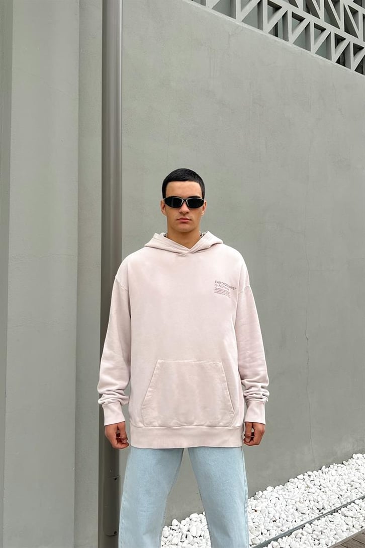 Earth Colors Baskılı İçi Pamuklu Oversize Hoodie