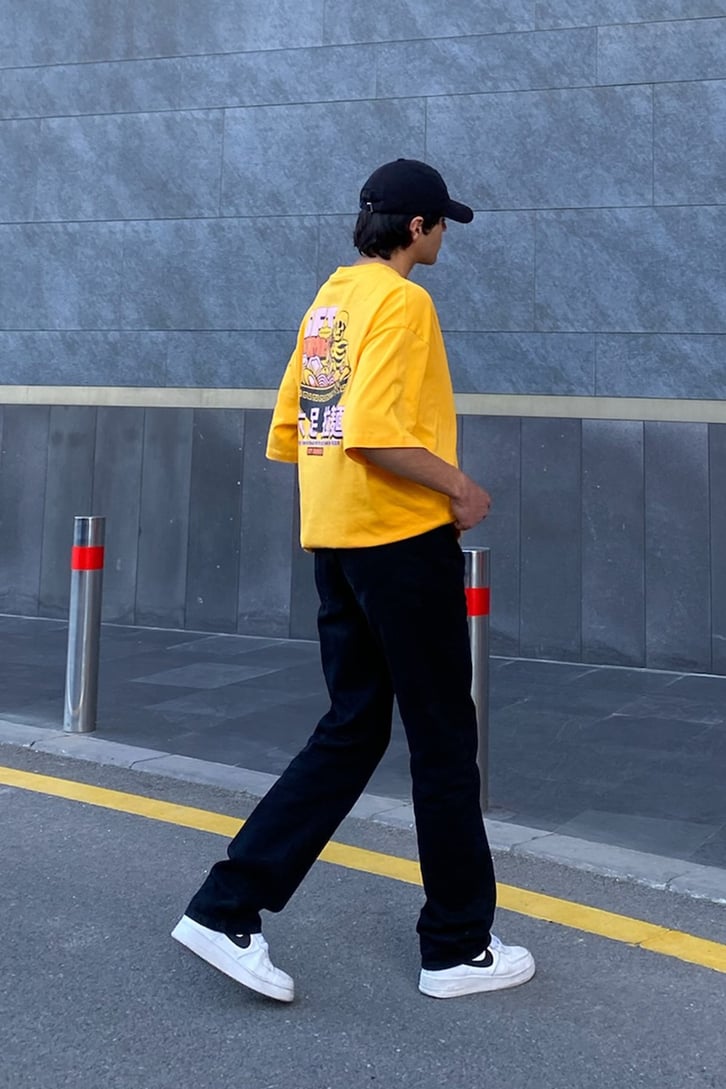 Eat Noodle! Sarı Oversize Tshirt