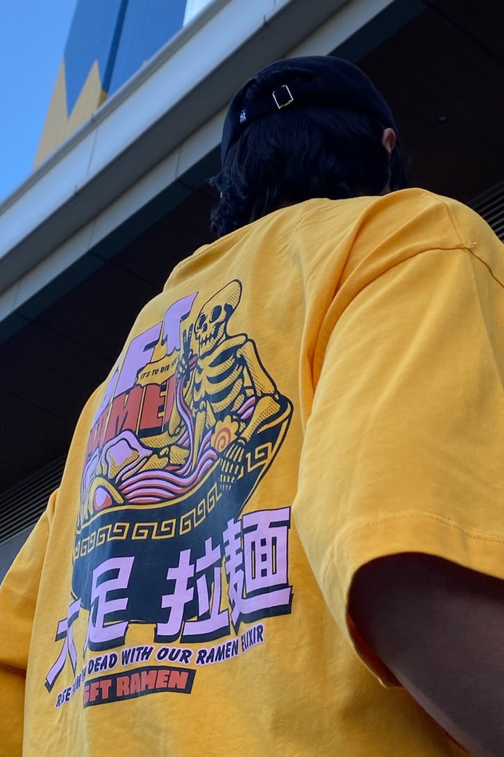 Eat Noodle! Sarı Oversize Tshirt