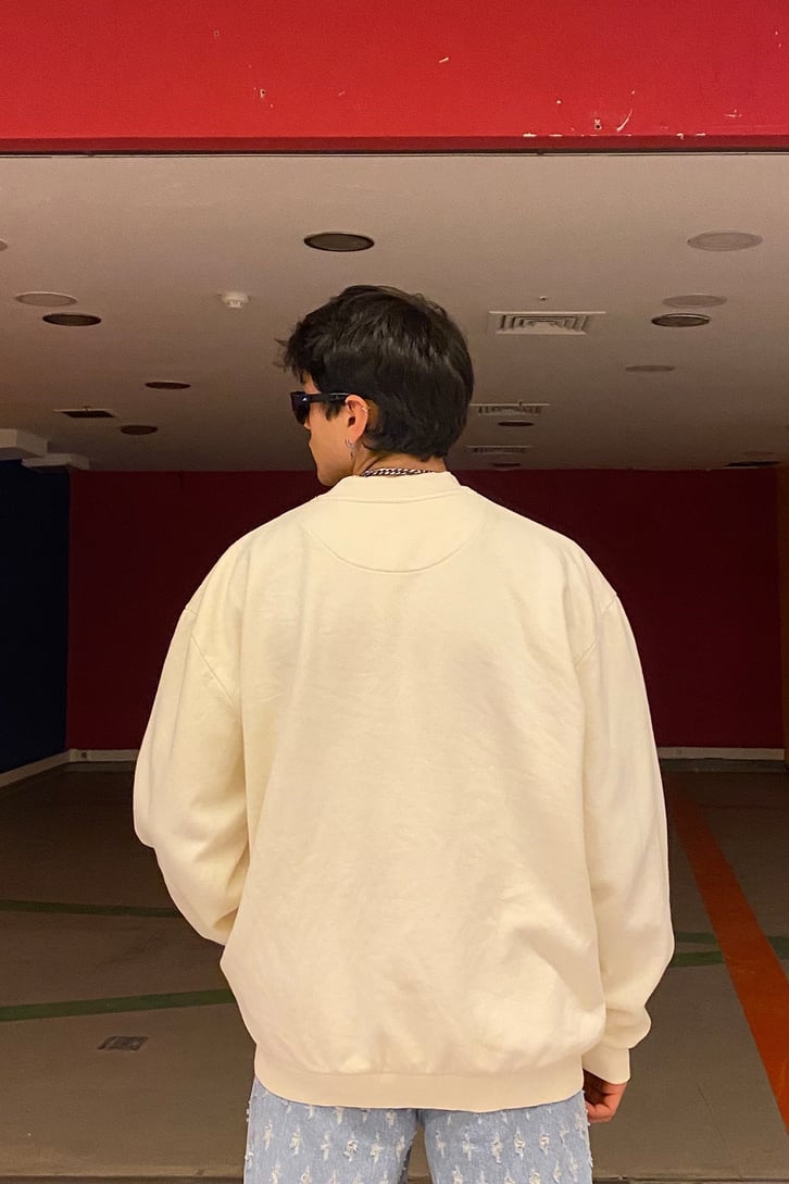Ecru Basic Oversize Sweatshirt