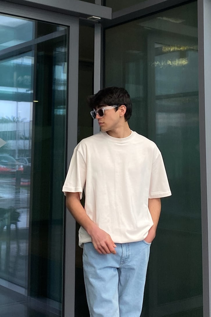 Ecru  Oversize Basic Tee