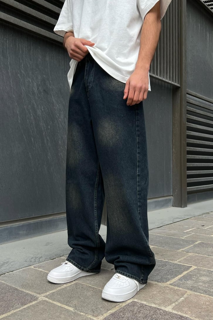 Efektif Koyu Mavi Baggy Jean