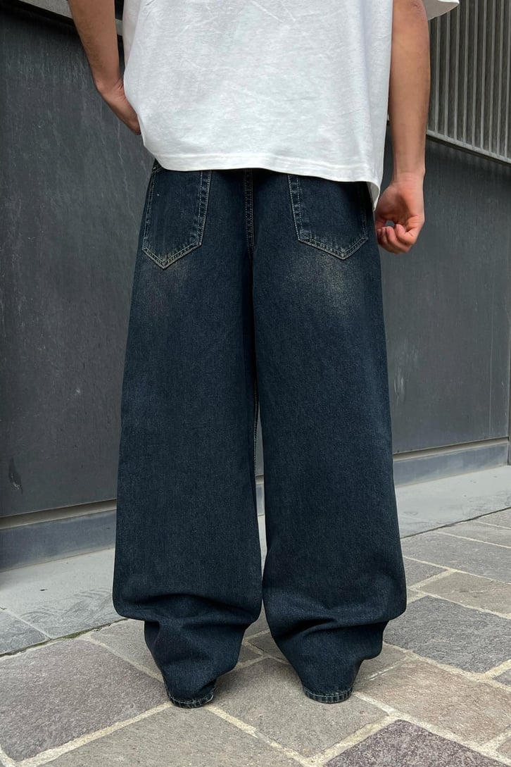 Efektif Koyu Mavi Baggy Jean