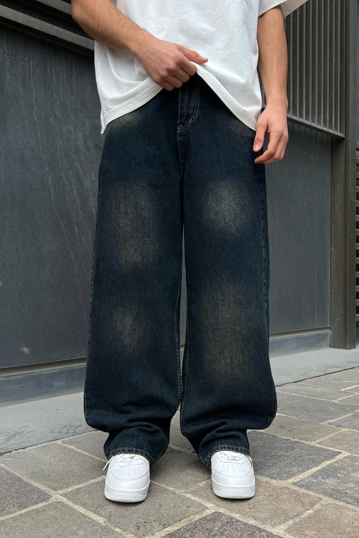 Efektif Koyu Mavi Baggy Jean