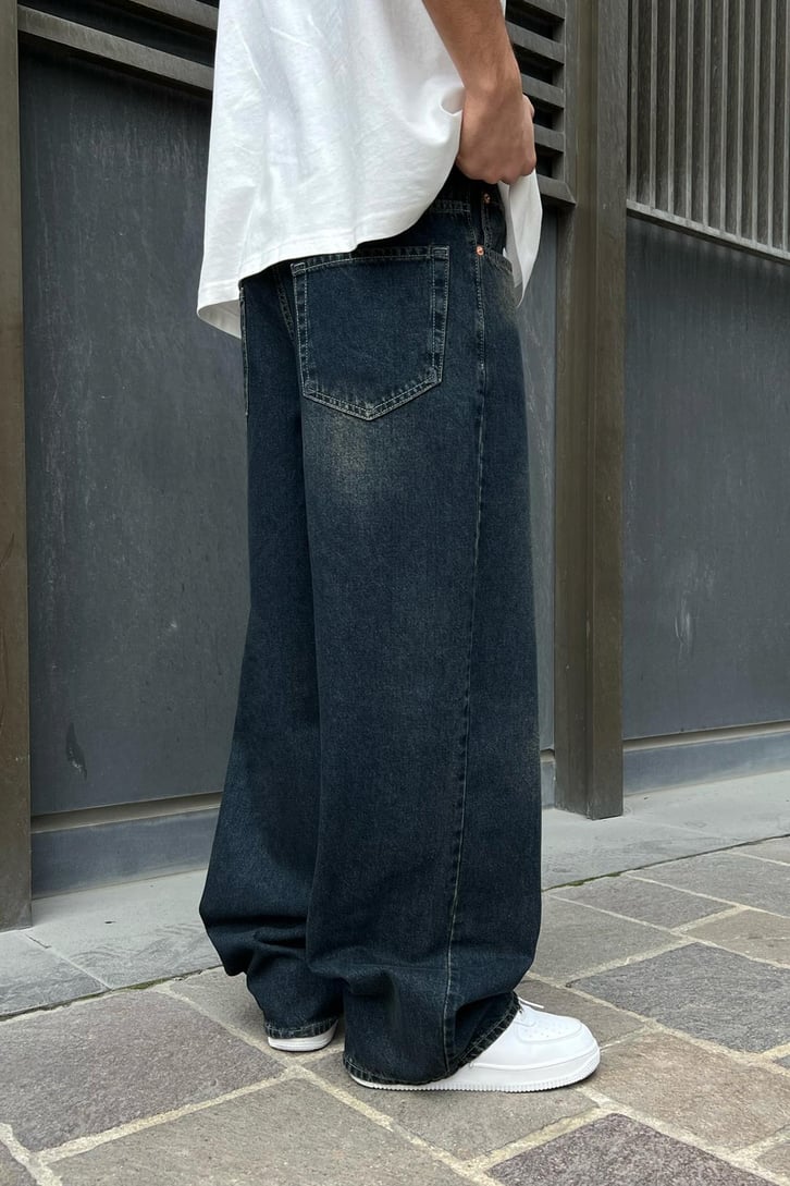 Efektif Koyu Mavi Baggy Jean