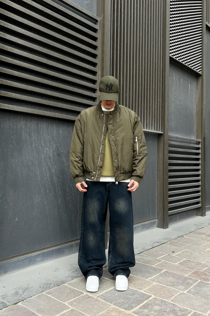 Efektif Koyu Mavi Baggy Jean