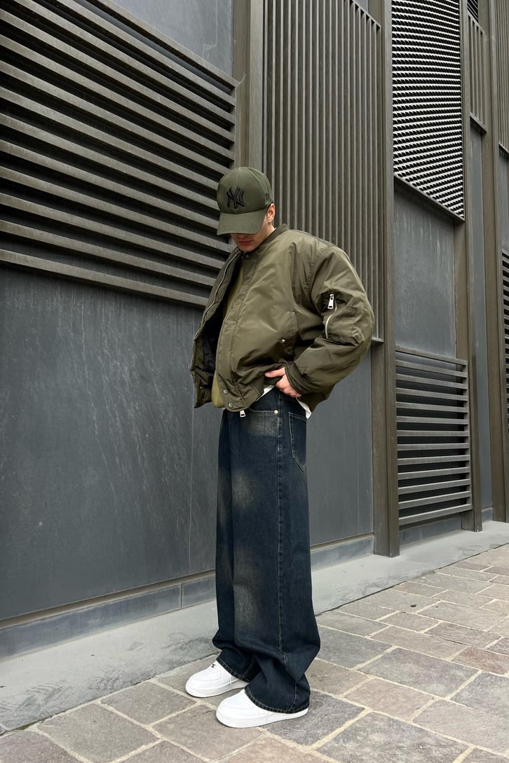 Efektif Koyu Mavi Baggy Jean