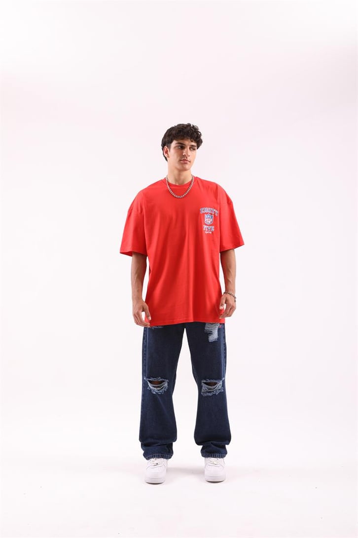 EFL Nakışlı Beyaz Oversize Tshirt