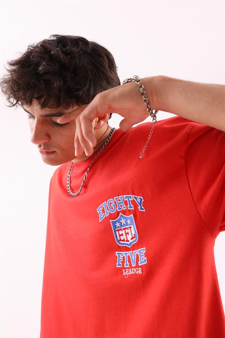 EFL Nakışlı Beyaz Oversize Tshirt